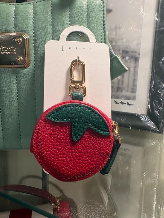 Leith Handbags - Leith Red Mini Strawberry Coin Pouch with Green Leaf Accent